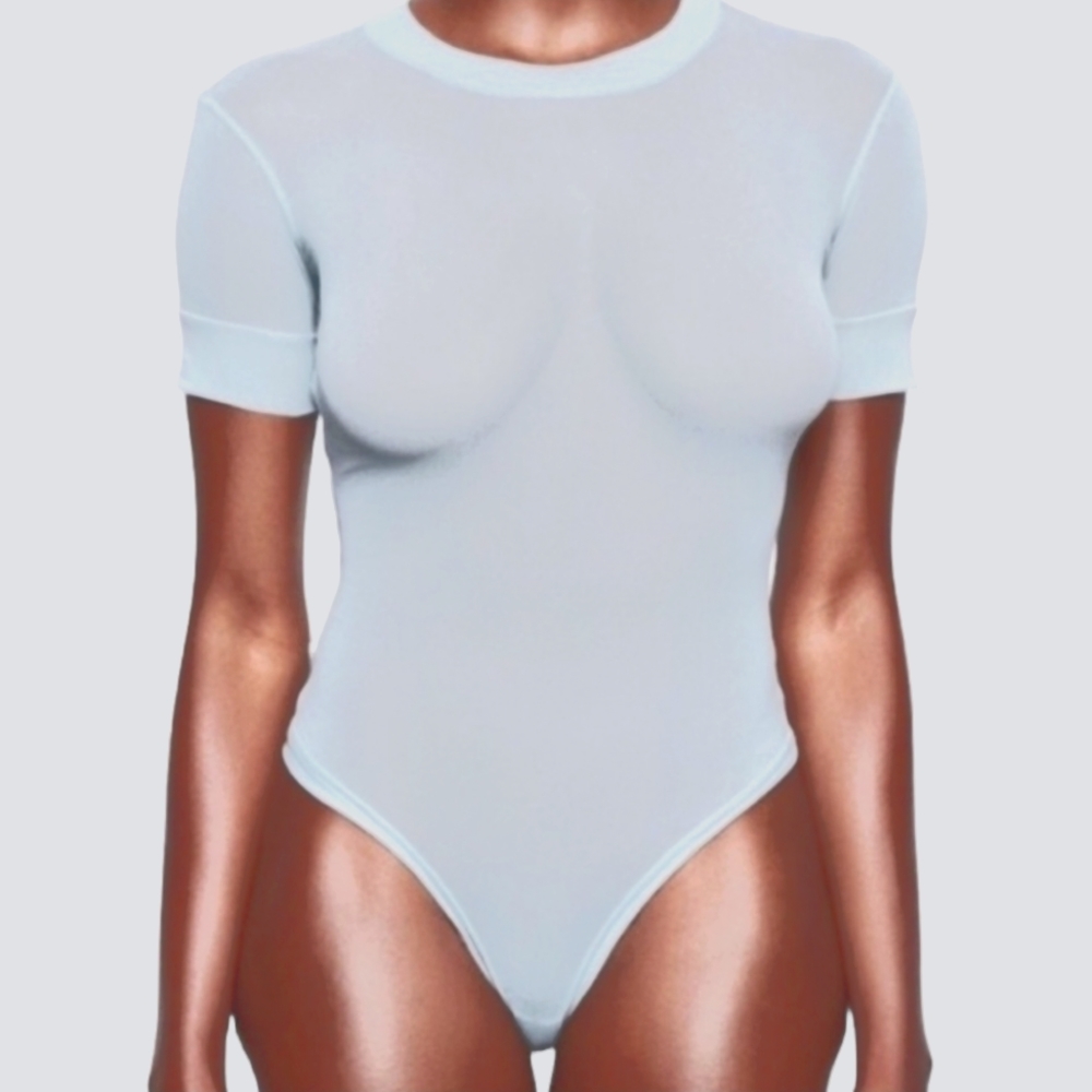 NWT SKIMS sky blue mesh bodysuit